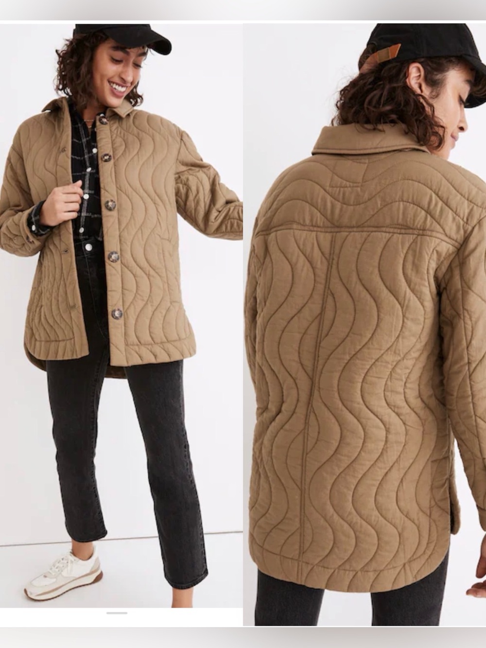 Madewell Quilted Belrose Shirt -Jacket in distant surplus , size XS